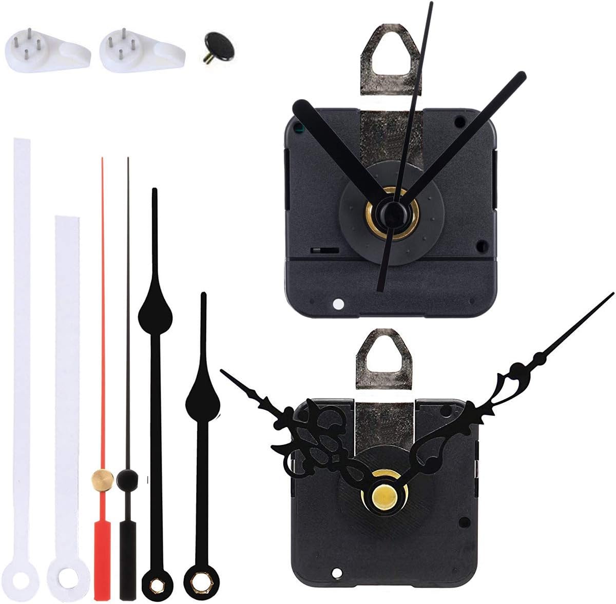 2 Pack Non Ticking Wall Clock Movements Mechanism with 4