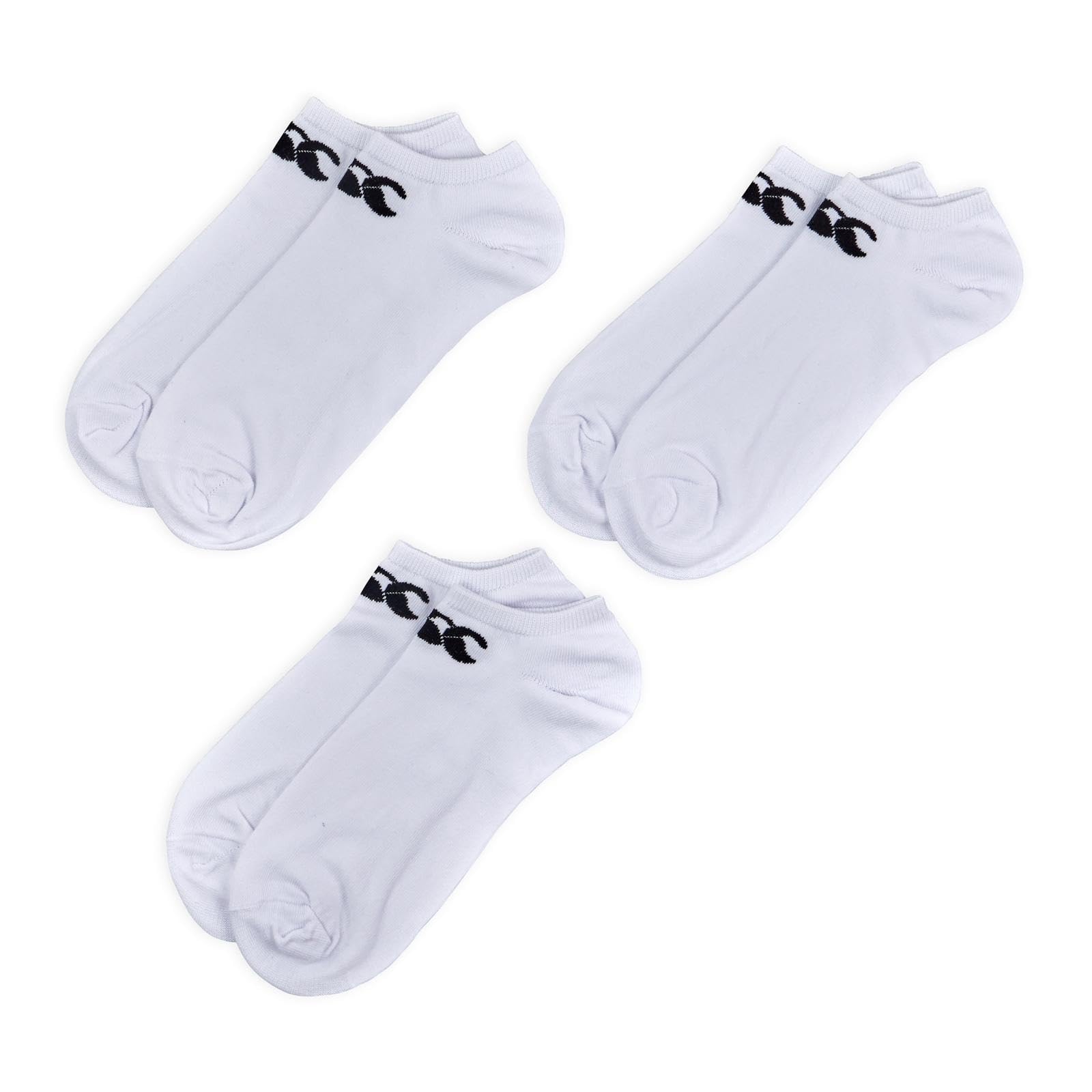 Canterbury Adult Unisex Trainer Liner 3 Pack Socks | Gym Socks | Cotton Rich | CCC Logo Socks, White/Black, M