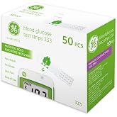GE333TS Blood Glucose Test Strips, 50 Count | For GE333 Glucometer, Gold Electrodes, Patented Test Strip Structure