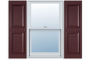 JYXINDZKJ 15 Inch x 35 Inch Standard Raised Panel Exterior Vinyl Shutters, Burgundy (Pair)