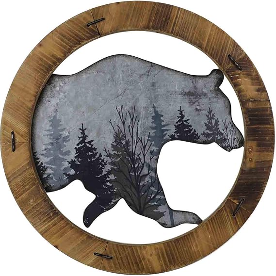 BLACK FOREST DECOR Evergreen Bear Wall Art Home & Kitchen