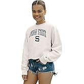 Blue 84 NCAA womens Ncaa Officially Licensed Crop Crewneck Sweatshirt Vintage Arch Over White