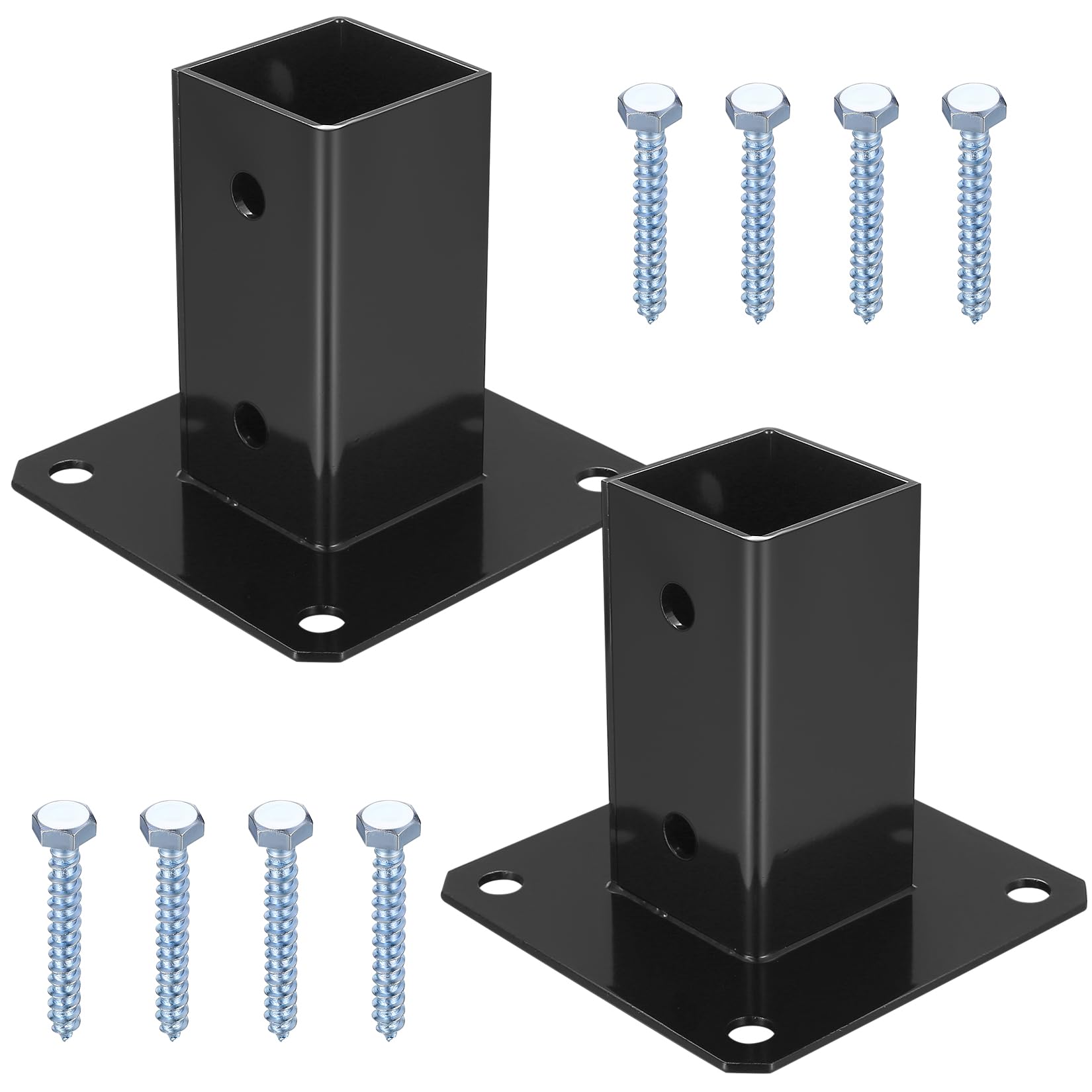 2 Pcs Bolt Down Fence Post Holder, Heavy Duty Fence Post Support Bolt Down Support Base Fixings Included (2, 50*50mm)