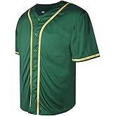 Rioofinx Blank Baseball Jersey for Men Plain Button Down Short Sleeve Sports Uniforms Hipster Hip Hop Jersey