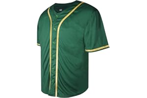 Rioofinx Blank Baseball Jersey for Men Plain Button Down Short Sleeve Sports Uniforms Hipster Hip Hop Jersey