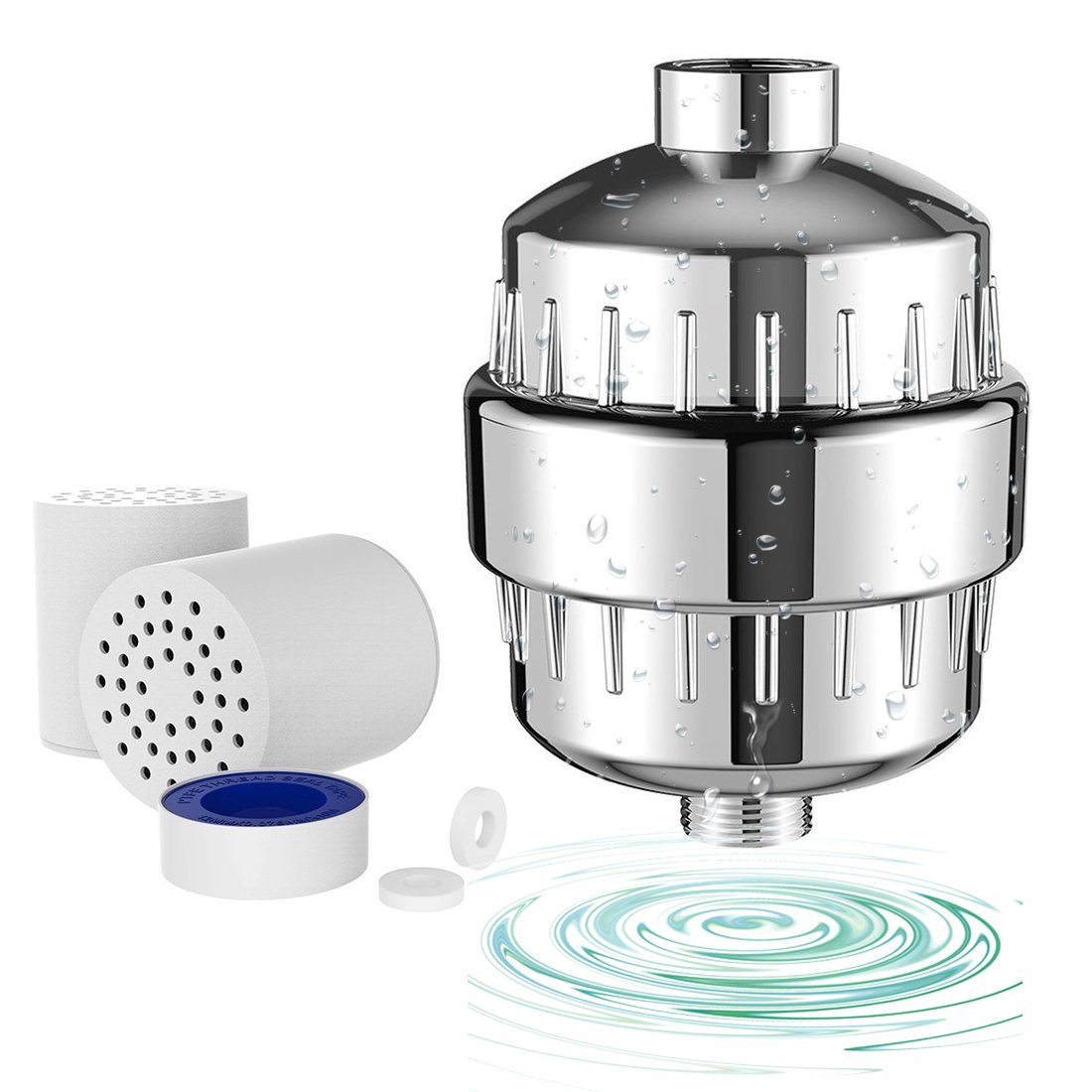 Sobotoo Shower Filter,10-Stage Shower Water Filter with 2 Cartridges-For Any Shower Head and Handheld Shower -Removes Chlorine,Impurities&Unpleasant Odors from Water- Boosts Skin and Hair Health