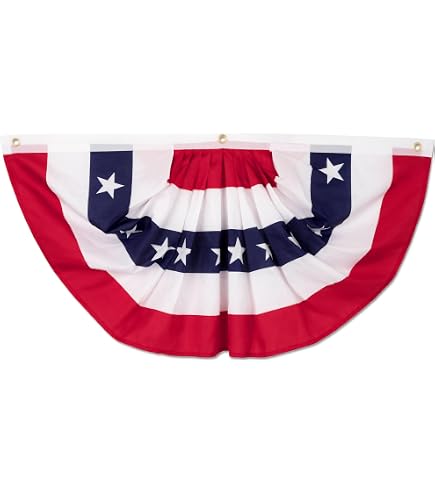 Large Patriotic Bunting Pleated Fan Flag - God Bless America 3ft X 6ft, Waterproof Nylon