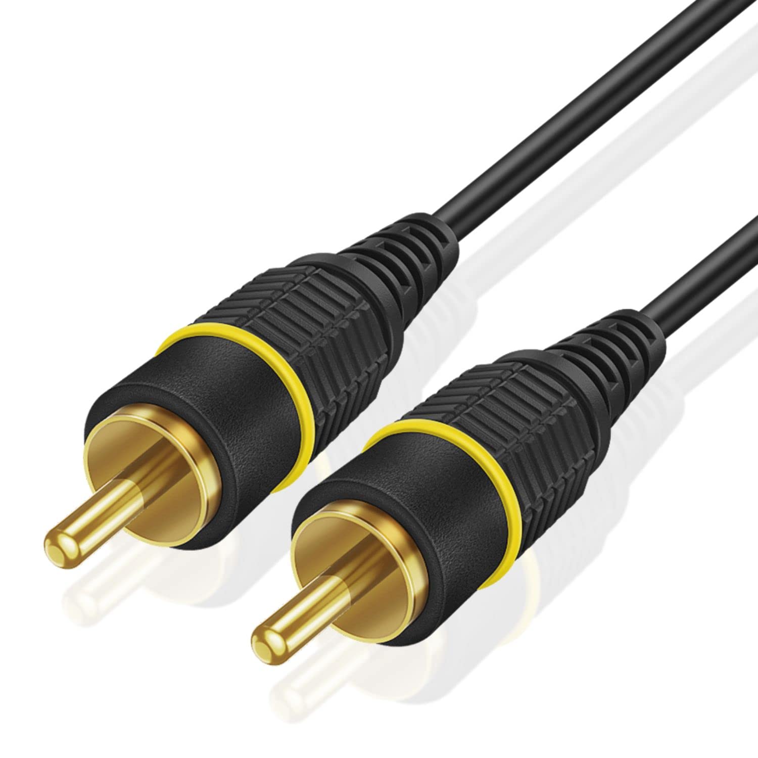 TNP Subwoofer S/PDIF Audio Digital Coaxial Composite Video Cable (50 Feet) - Gold Plated Dual Shielded RCA to RCA Male Connectors - Black