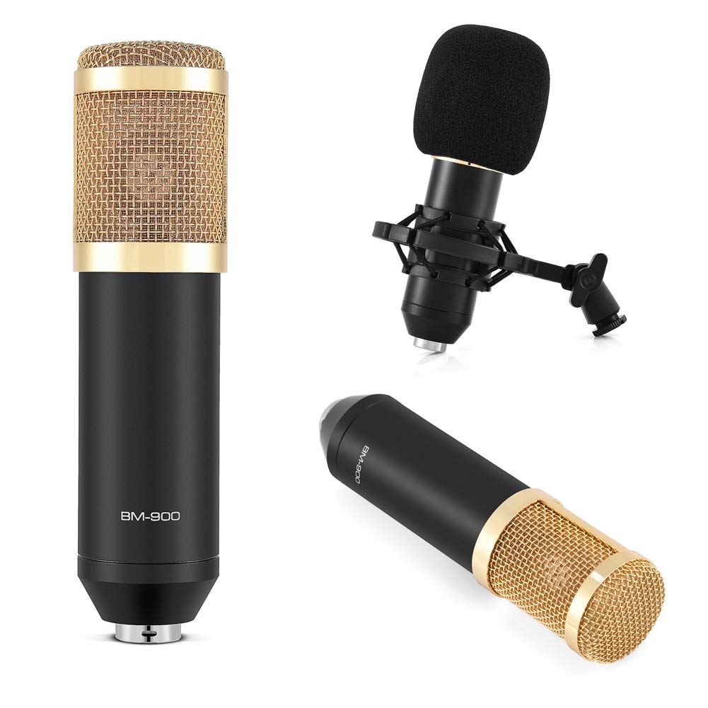 Zerone BM-900 Professional Studio Broadcasting Condenser Cardioid Microphone with Shock Mount Anti-Sale Foam Windshield Power Cable