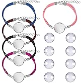 DROLE 40Pcs Bracelet Bezel Settings for Jewelry Making-20Pcs 20mm Silver Color Jewelry Bezel Base Round Cabochon Bezel Tray Blank Bangles Bracelets with 20mm Clear Glass Cabochons Mutil