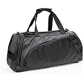 Duffle Bag for Travel, Gym Bag for Men, Waterproof Sport Bags with Shoe Compartment, 40L Lightweight Weekender Bag for Camping, Hiking, Trips - Black (Basic)