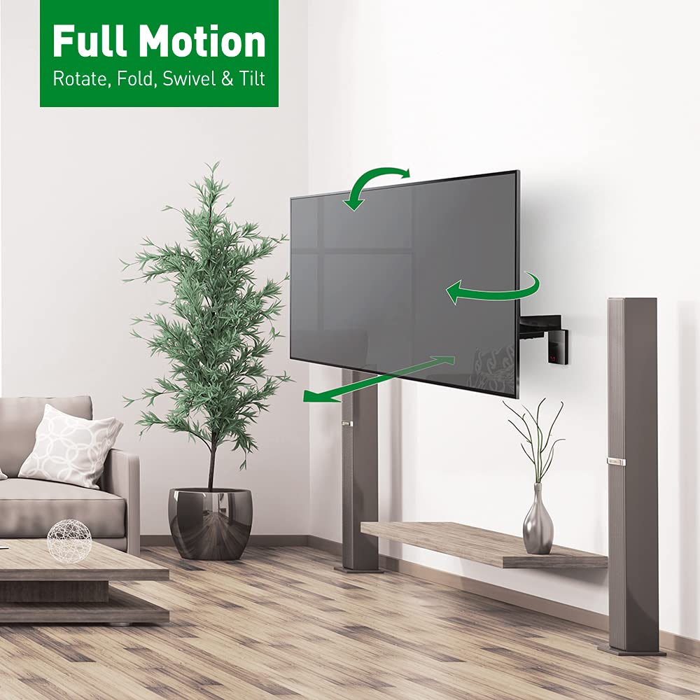 Barkan TV Wall Mount, 32-70 inch Full Motion Articulating - 4 Movement Flat/Curved Screen Bracket, Very Low Profile, Holds up to 88 lbs, Lifetime Limited Warranty, UL Listed, Fits LED OLED LCD