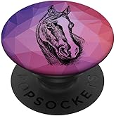 Black Horse Head Pink Purple Polygon PopSockets Adhesive PopGrip