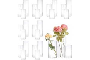 YSHENGOOD 24 PCS Hurricand Glass Candle Holders, Clear Glass Cylinder Vase for Centerpieces Wedding Party Decoration