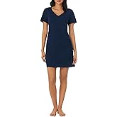 Nautica Womens Sleep Shirt Dress - Cotton Knit Jersey V-Neck Pajama Top - Lightweight & Breathable Sleepwear Loungewear