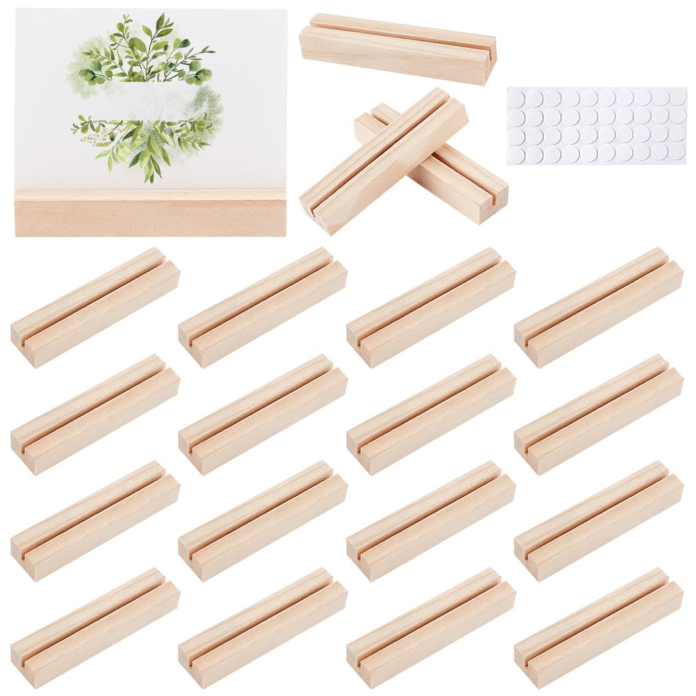 OLYCRAFT 20pcs Wooden Card Holders Wooden Sign Holders Table Number Holders for Wedding Party Events Decoration Double-Sided Display Mini Blackboard - 14.8g/pcs