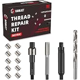 gomjet M10x1.0 Metric Thread Repair Kit with 10PCS Solid Bushing Inserts | M10x1.0x12.7mm 304 Stainless Steel Inserts, HSS Drill, HSS Tap, Counterbore, Installation Driver and Storage Case