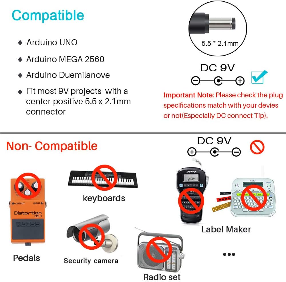 UL Listed 9V AC/DC Power Adapter for Arduino/Schwinn Bike A10 A20 A40 220 430 Elliptical Recumbent Upright Trainer/Crosley Cruiser CR8005A - Center Positive 5.5x2.1mm Power Supply Cord for UNO R3: Home Audio & Theater