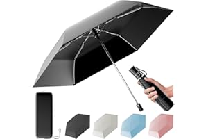 MOORRLII Automatic Mini Travel Windproof Folding Umbrella - UV Protection, Instant Open/Close for Rain/Sun, Small Compact Lightweight Design Fits in Tote Bag/Travel Case/Backpack for Commute, Women & Men