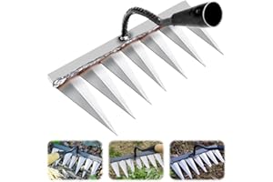 MUCPAD Iron Rake for Gardening and Weeding, Heavy Duty Iron Weeding Rake, Gardening Weed Puller Tool, Garden Weeding Tools for Backyard Lawn Loosening (7 Tines)