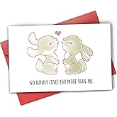 Gevinna Funny Animal Pun Easter Card for Wife Husband Girlfriend Boyfriend, Cute birthday Card for Daughter Son, Love card, No Bunny Loves You More Than Me