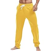 AMY COULEE Mens Cotton Athletic Pants Open Bottom Running Sweatpants Straight Leg Casual Joggers with Pockets
