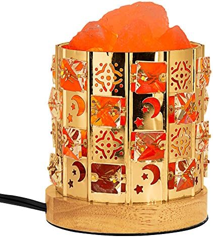 Tonsen Salt Lamp, Himalayan Salt Lamp Natural Salt Crystal Chunks in Acrylic Diamond Cylinder with Wooden Base,UL-Listed Cord
