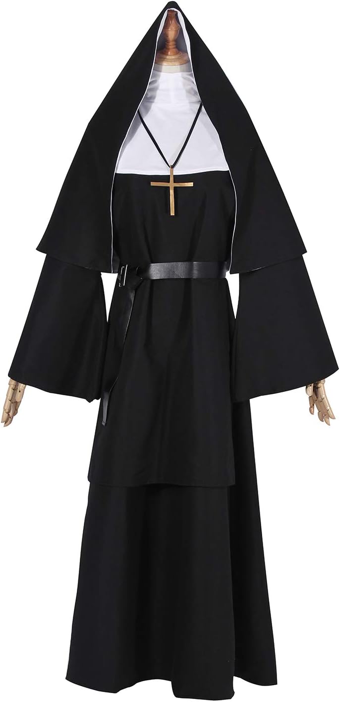 NSPSTT Women's Nun Dress Halloween Party Cosplay Costume Set
