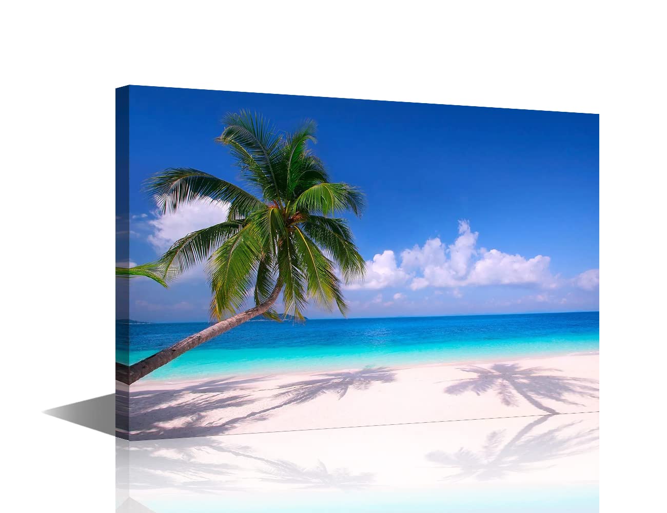 TISHIRON Wall Art for Living Room Holidays Seaside Coconut Tree Reflection Landscape for Bedroom Home Decor Beach Artwork for Home Walls Framed Ready to Hang 16X24in (40x60cm)