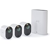 Arlo Ultra - 4K UHD Wire-Free Security 3 Camera System | Indoor/Outdoor with Color Night Vision, 180° View, 2-Way Audio, Spotlight, Siren | Compatible with Alexa and Homekit | (VMS534) (Renewed)
