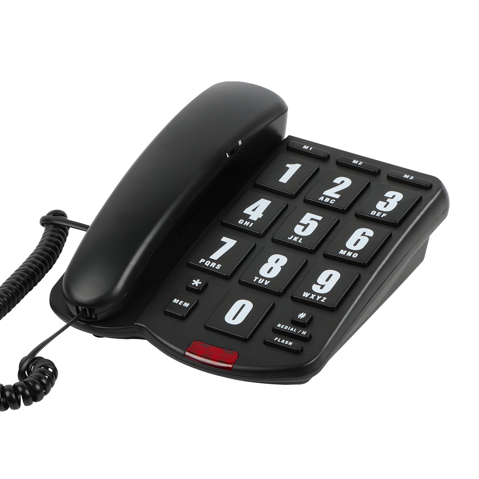 Big Button Telephone with Loud volume, Uvital Landline Phone Support Adjustable Volume and One-Touch Speed Dials, Multifunctional Corded Telephone for Seniors, Home and Front Desk(Black)