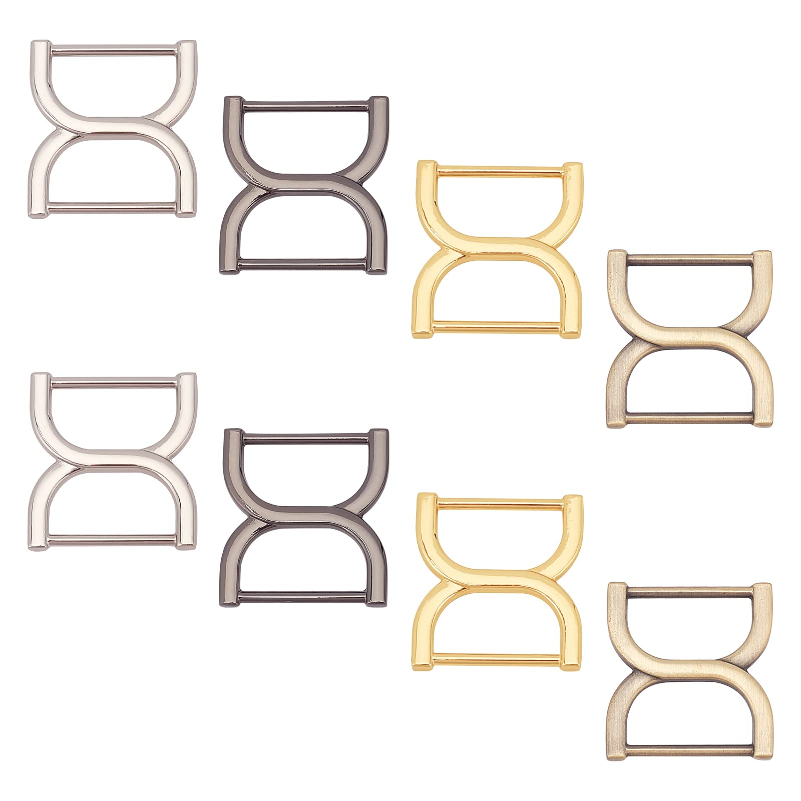 WADORN 8pcs Double D-Ring Buckles, Multi-Purpose D Ring Metal Adjustable Purse Loop Rings Clip Hook Fasteners Strap Rectangle Connector for Handbag Hardware Craft Keychain DIY Accessories