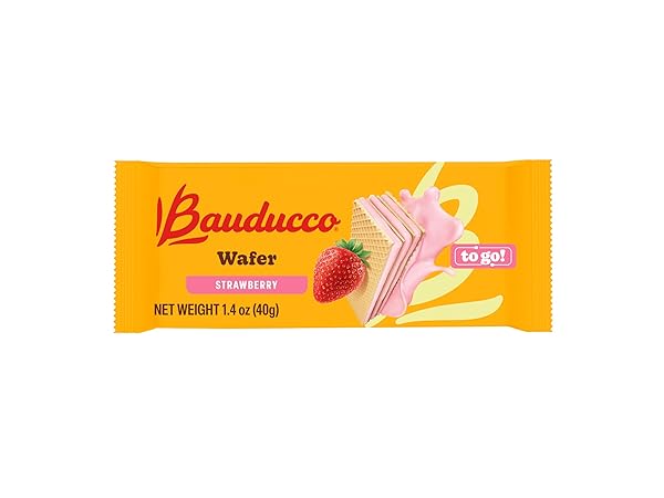 BAUDUCCO WAFER COOKIES, STRAWBERRY, SINGLE SERVE, 14.1 OZ (PACK OF 10) – INDIVIDUALLY WRAPPED CRISPY WAFERS – TRIPLE-LAYER CREAM-FILLED DESSERT – CONVENIENT INDULGENCE TO-GO.