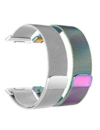 bayite for Fitbit Ionic Watch Bands, Stainless Steel Milanese Loop Metal Replacement Strap with Unique Magnet Lock Accessories for Fitbit Ionic for Women Men, 2 Pack