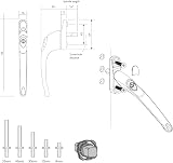 ERA Universal Window Handle Inline Espag Chrome Multi-Spindle uPVC Timber view 2