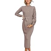 Seiciviy Winter Fall Maternity Sweater Dress 2026 Photoshoot Bridal Shower Side Slit Bodycon Maxi Dresses Pregnancy Clothes