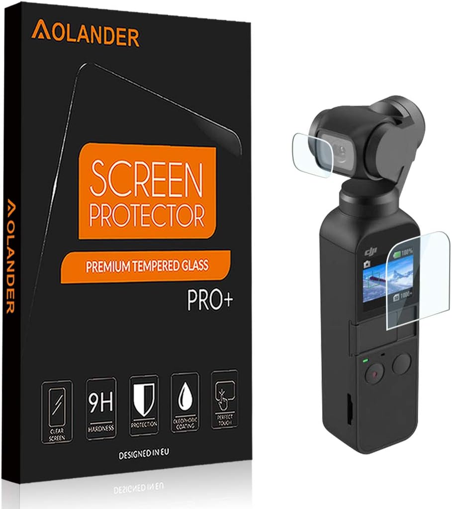 AOLANDER [4-Pack] Screen Protector Tempered Glass Lens Film for 2018 DJI Osmo Pocket Screen and Camera,[2.5D Round Edge] [9H Hardness] [High Definition] [Bubble Free]