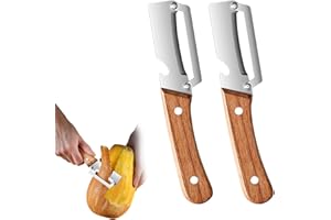 2PCS Multi-Functional Vegetable Peeler for Kitchen, Stainless Steel Fruit Peeler with Wooden Handle and Bottle Opener, Effort