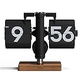 mooas Classic Modern Wood Mini Flip Desk Clock