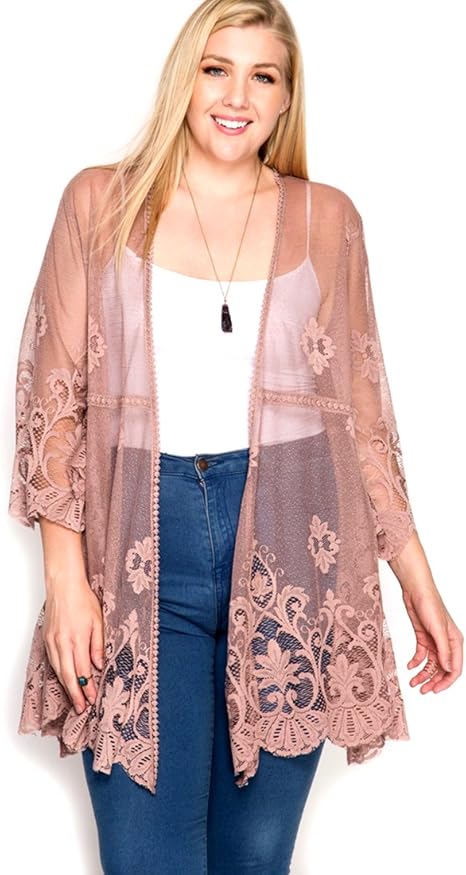 Blush Pink Longline Cardigan With Pointelle Pocket & Cuff Detail, Plus size 16 to 36