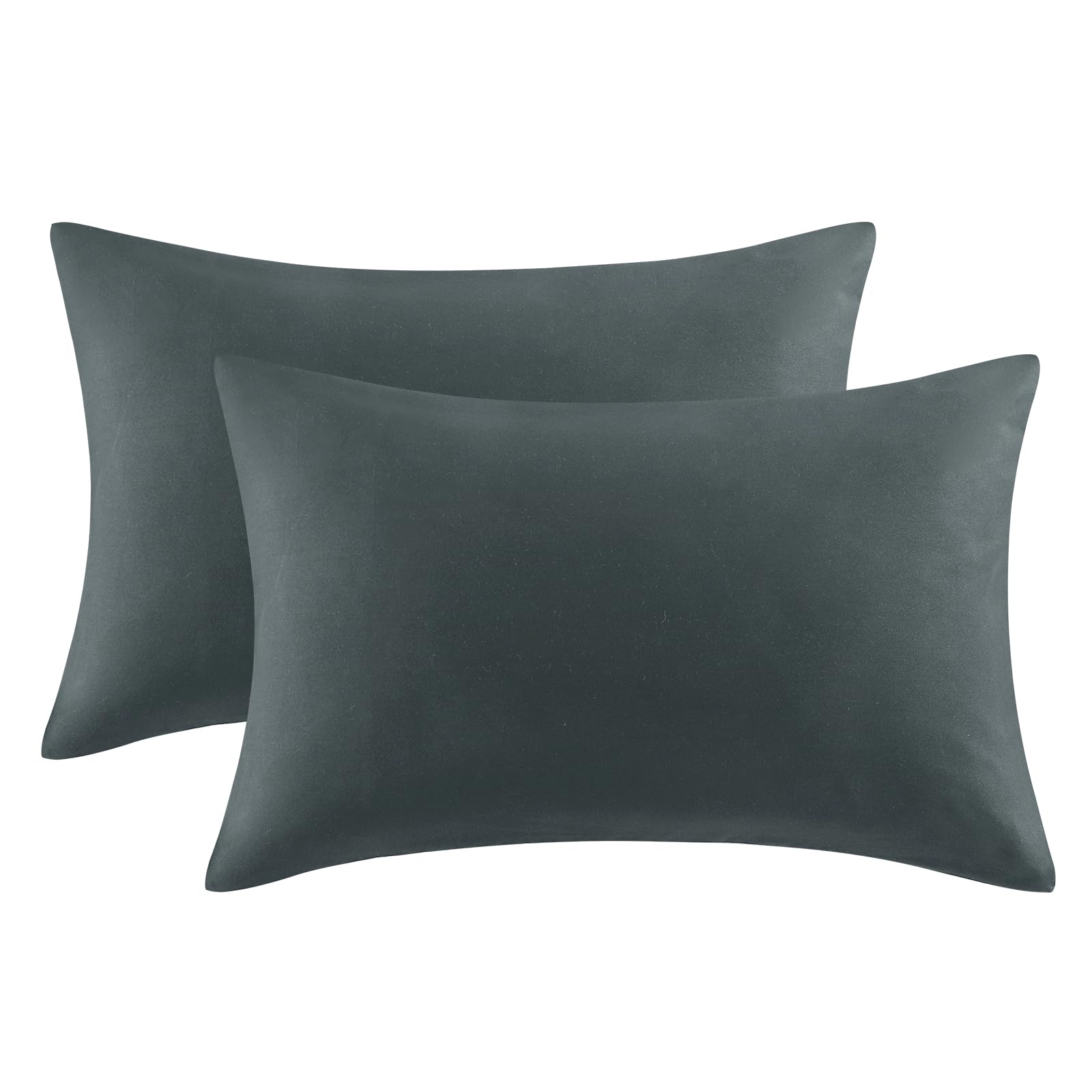 Aisbo Dark Grey Pillow Cases 2 Pack - Charcoal Grey Standard Plain Pillowcases Set of 2, Soft Microfiber Pillow Cover with Envelope Closure 50x75 cm