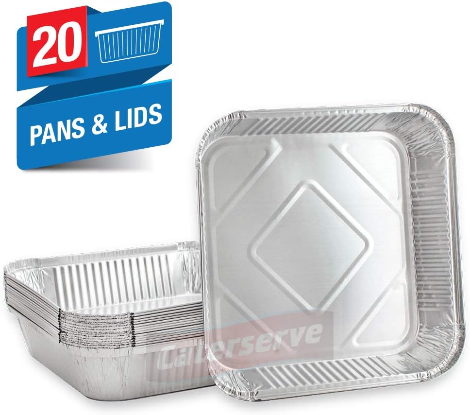 Aluminium Foil Trays with Lids, Large Tin Foil Containers for Roasting Baking, Broiling, Cooking, Food Storage and Freezing