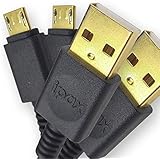 Ipax 2X 10-Foot Long 5-Pin 20AWG Heavy Duty Micro USB Charger Charging Cable Cord Compatible with PS4 Controller, Xbox One Controller, Android, Tablet, Cell Phone and More