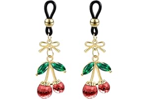 KOFISNI Fake Nipple Rings for Women Non Piercing Cute Cherry Nipple Noose Sexy Body Jewelry Valentine's Day Gift