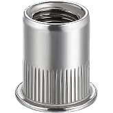 Wensilon Rivet Nut 1/4"-20UNC 100Pcs Stainless Steel 304 Finish Flat Head Rivnut Threaded Insert Nut Knurled Body