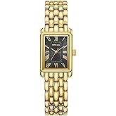 BOFAN Gold Watches for Women with Vintage Bracelet, Rectangular Case Roman Dial,Adjustment Tool Included,Water Resistant