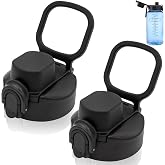 Auto Flip Lid for Nalgene 32 oz Wide Mouth Water Bottle Replacement Lid Button Lock Spout Lid Compatible with Nalgene 32 oz, BPA Free, Easy to Carry (2 Pack)