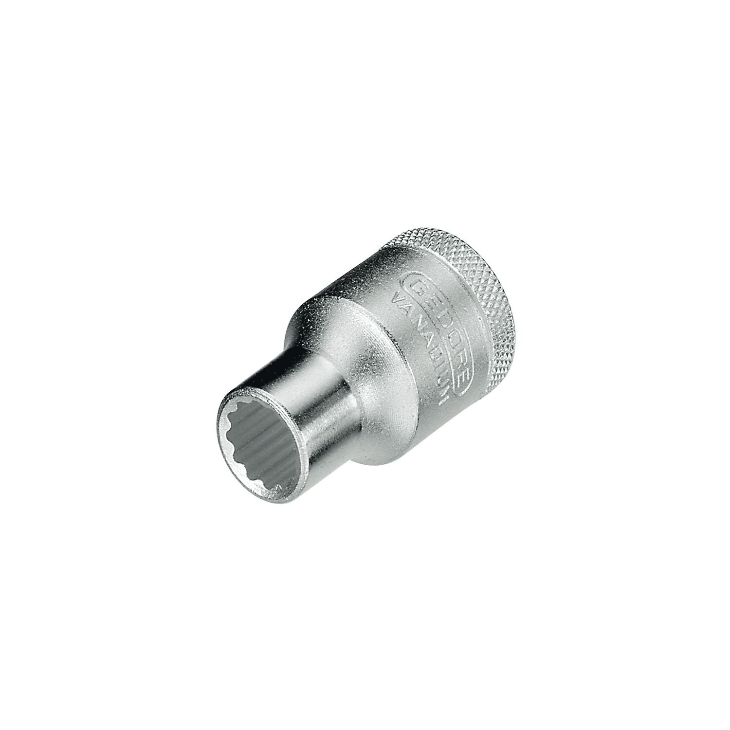 GEDORE Socket, 1/2" 12.5 mm drive, Bi-hex, 16 mm AF, Tool, D 19 16, Chrome-plated steel