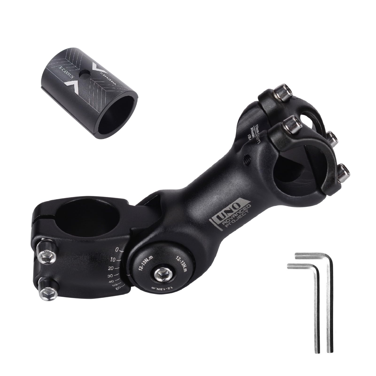 BESNIN Bike Stem 0-60 Degree 31.8 90mm 110mm 120mm 130mm, Adjustable MTB Stem Mountain Bike Handlebar Stem for Bicycle, Road Bike, MTB, BMX, Cycling (31.8×110mm)