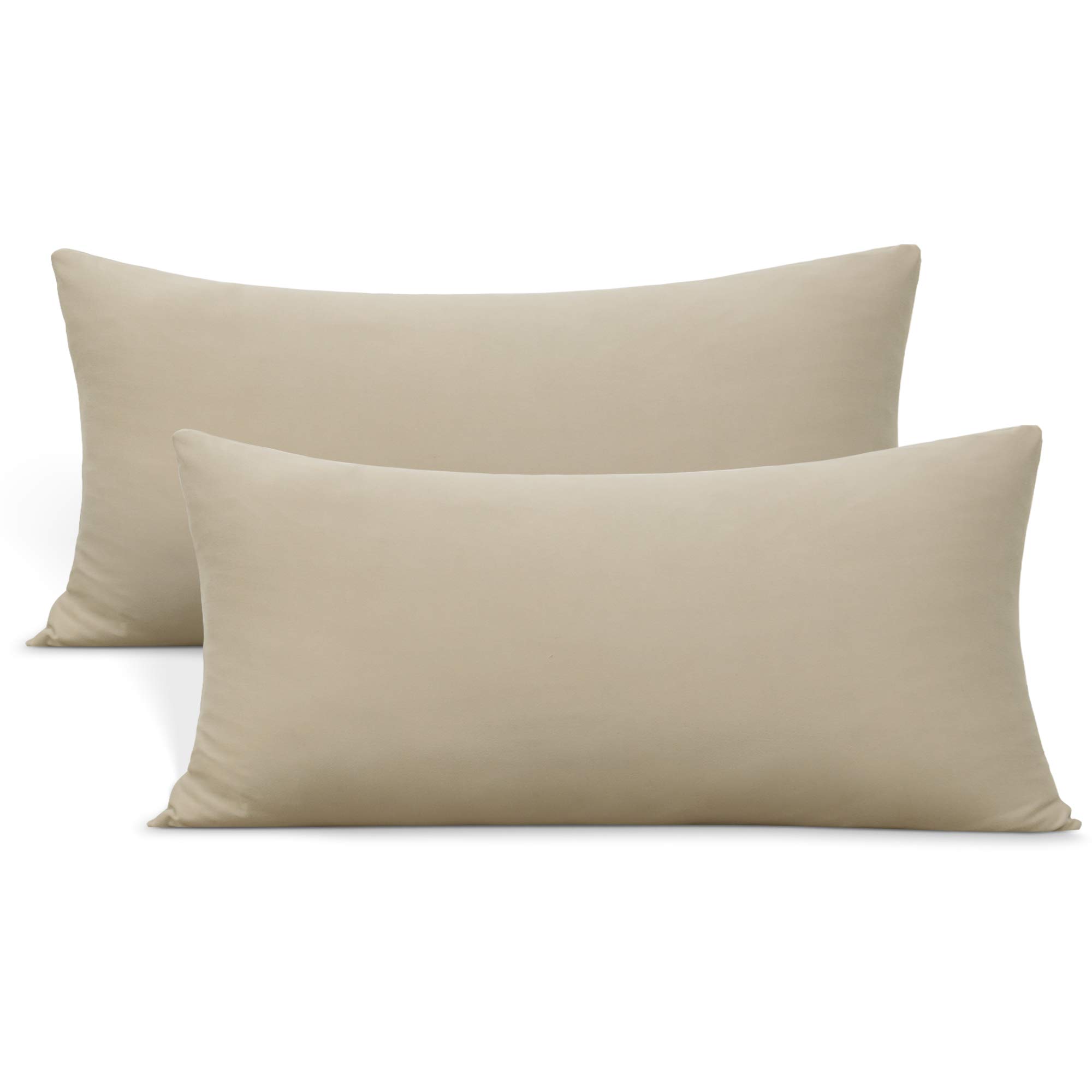 Photo 1 of Stretch Toddler Pillowcases - Jersey Knit Travel Pillow Cases to Fit Pillows Sized 12x16, 13x18 or 14x20, Ultra Soft Envelope Closure, Small, Set of 2, Taupe